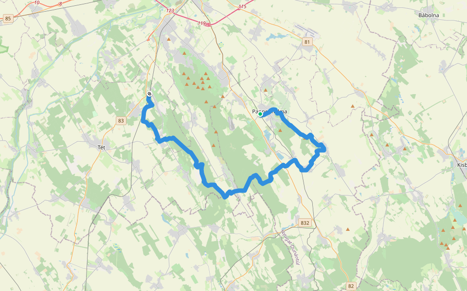 S (Pannonhalma – Győrszemere) walking route map in Pannonhalma
