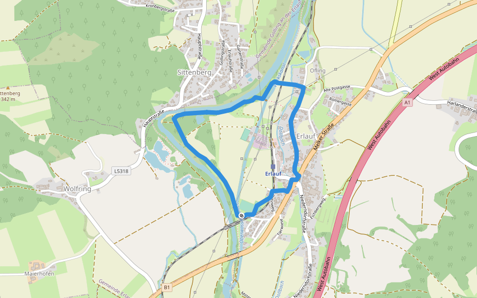 Flusslehrpfad Erlauf walking route map in Erlauf