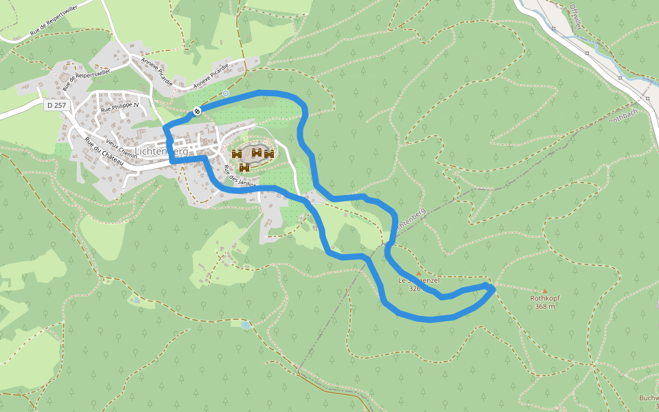 sentier des châtaigniers walking route map in Lichtenberg