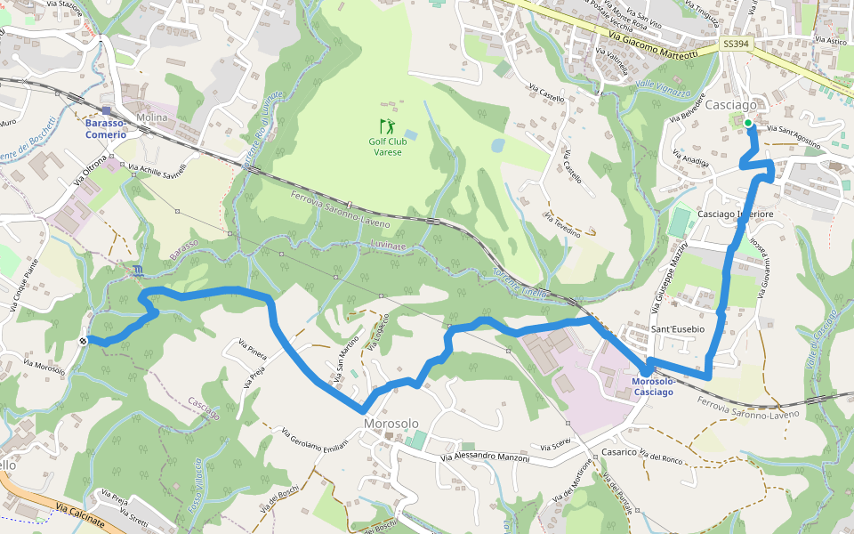 Sentiero 321 walking route map in Casciago