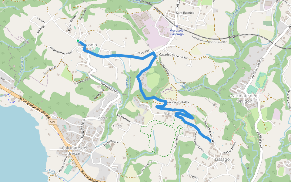 Sentiero 321A walking route map in Casciago