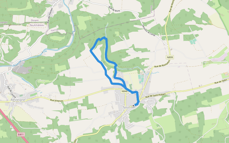 TL13 Promenade du Trou des Lûtons walking route map in Tellin
