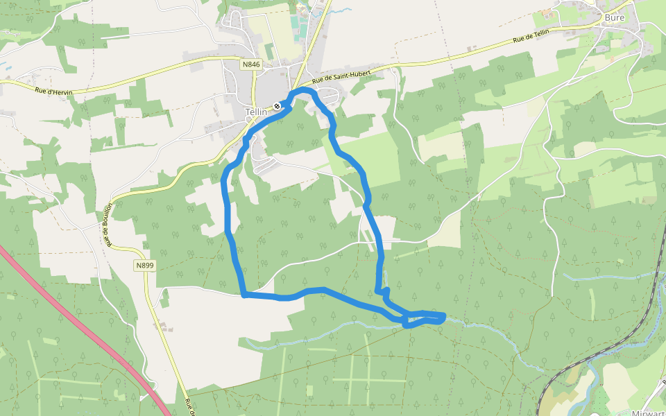 TL14 Petite Promenade des Alouins walking route map in Tellin