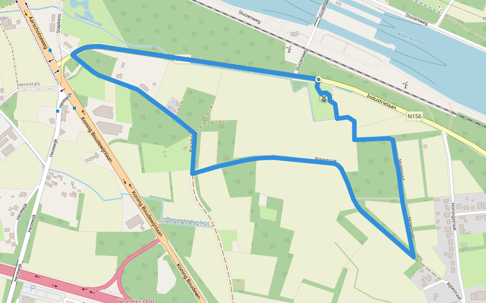 Het Sluizenpad walking route map in Olen