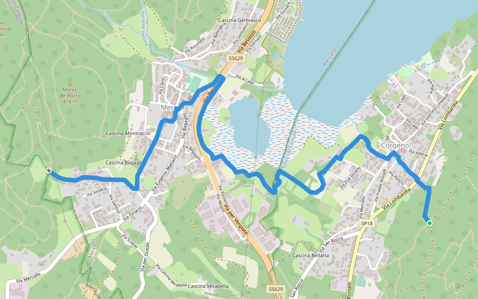 Collegamento Sentiero San Giacomo - Sentiero Monte Pelada walking route map in Corgeno