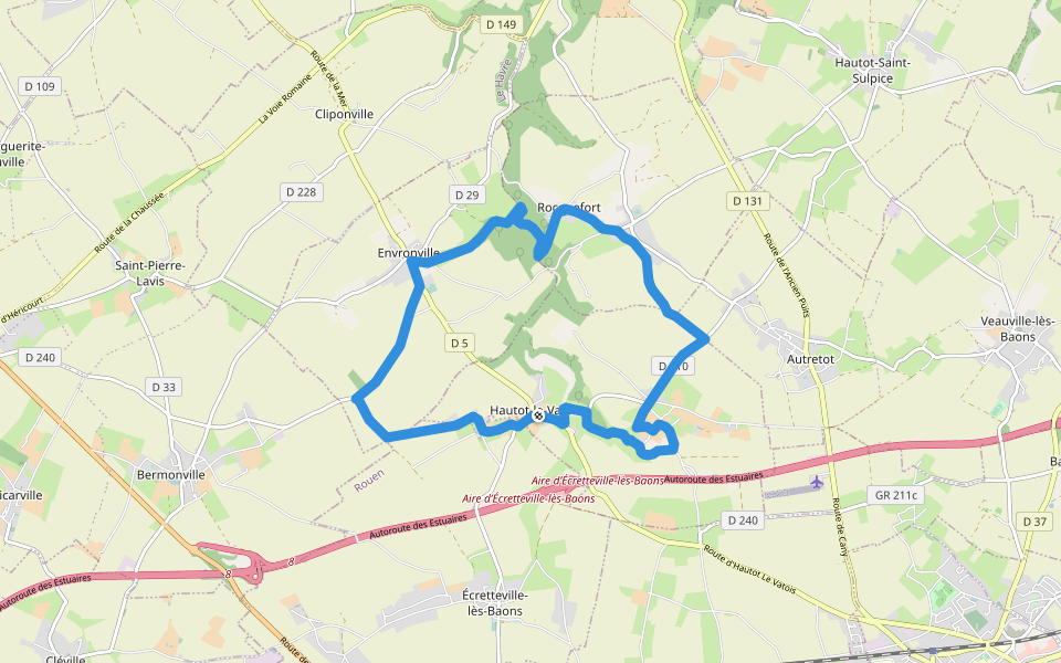 Le Mont Levêque walking route map in Hautot-le-Vatois