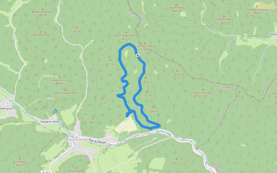disque jaune walking route map in Reipertswiller
