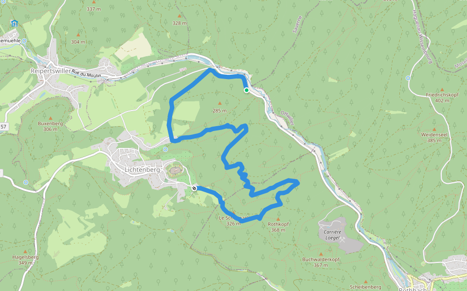 Disque jaune walking route map in Rothbach