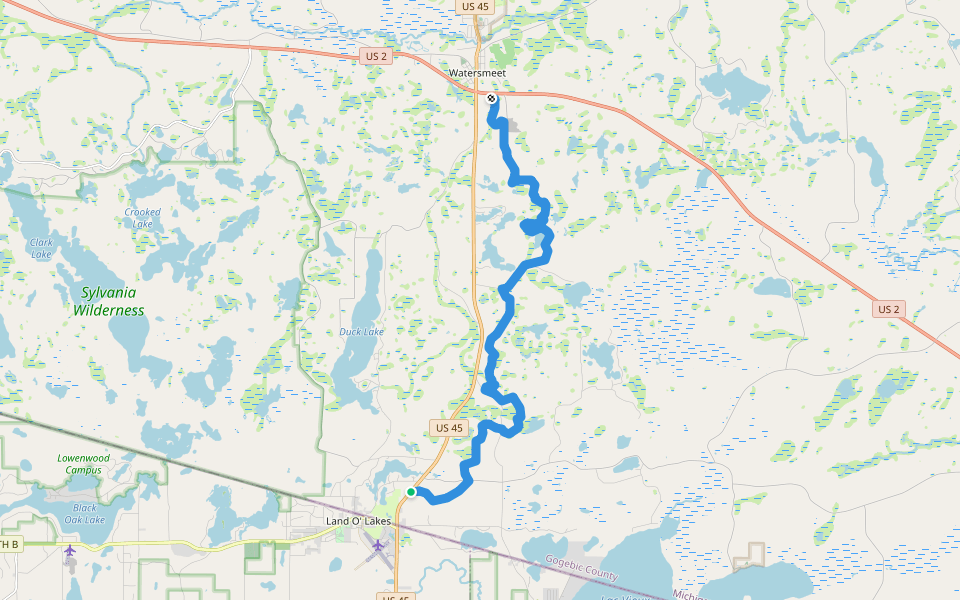 Agonikak National Recreation Trail walking route map in Watersmeet