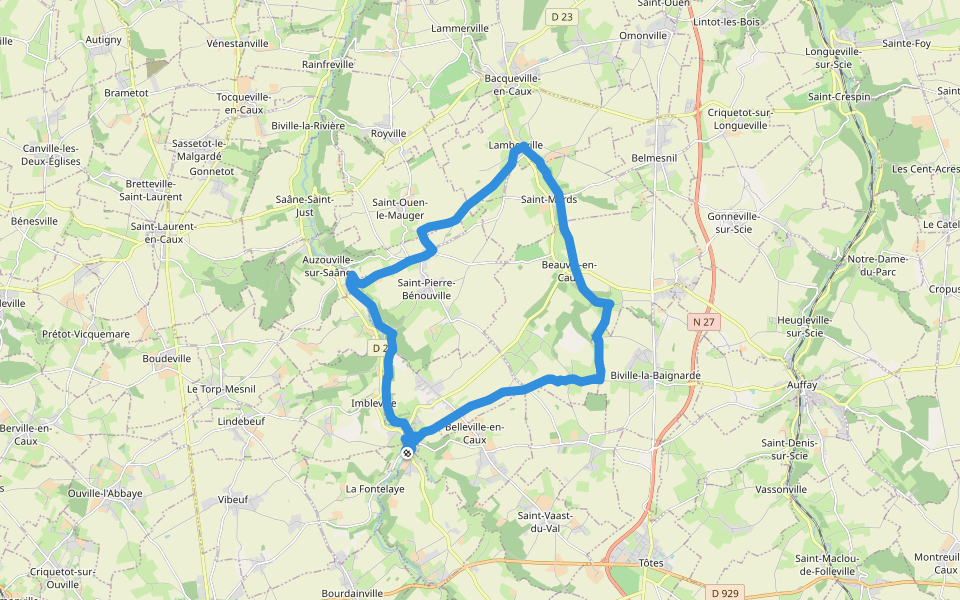 Au fil des châteaux walking route map in Val-de-Saâne