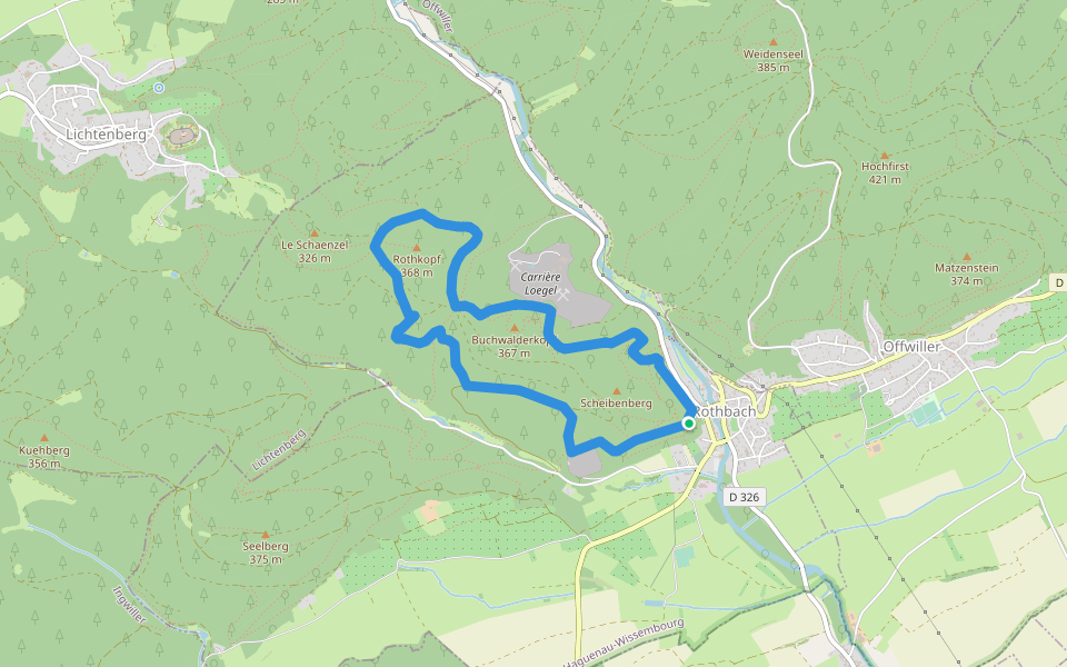 Disque rouge walking route map in Rothbach