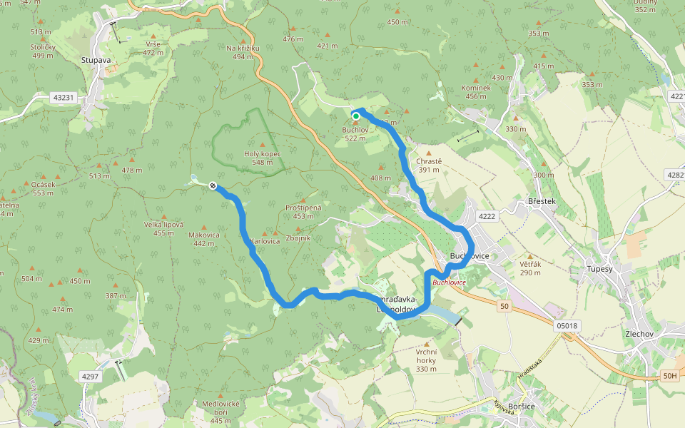 [Ž] Na Pile - Buchlov walking route map in Buchlovice