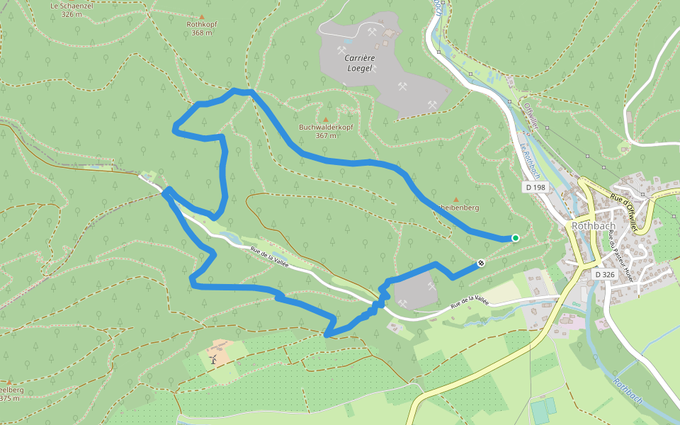 Disque vert walking route map in Rothbach
