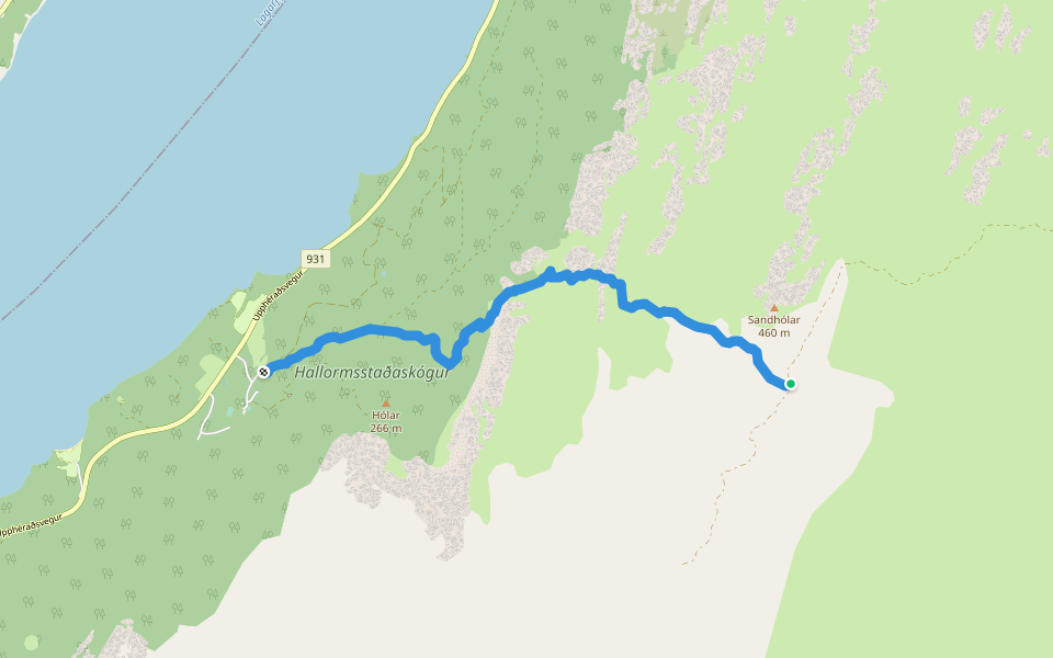 Hallormsstaðaháls walking route map in Hallormsstaður