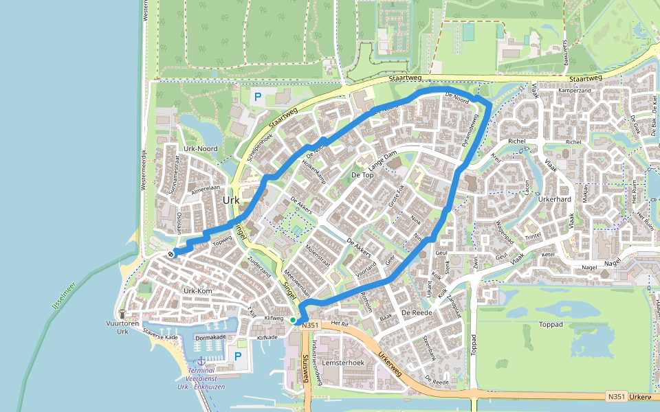 Rondje Eiland Urk walking route map in Urk