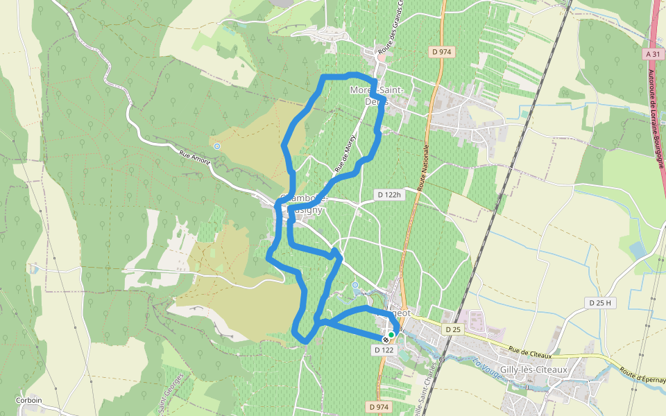 Le Tour de Clos Vougeot walking route map in Vougeot