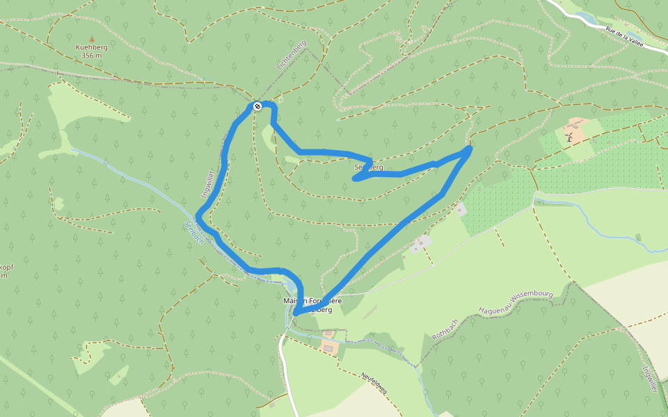 Disque rouge walking route map in Rothbach