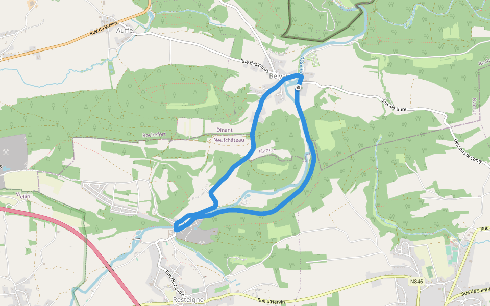 RO35 Les Rouges-Gorges walking route map in Rochefort