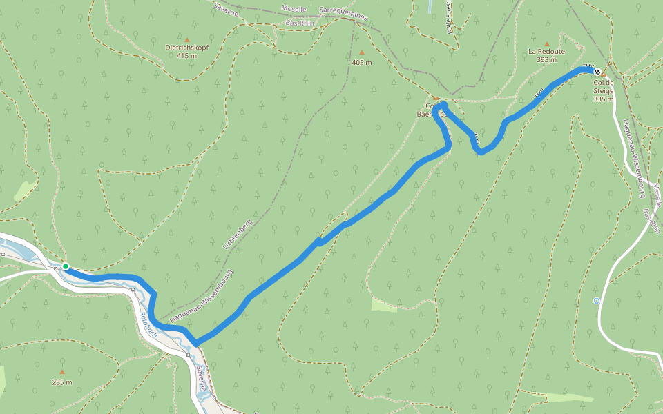 Triangle vert walking route map in Lichtenberg