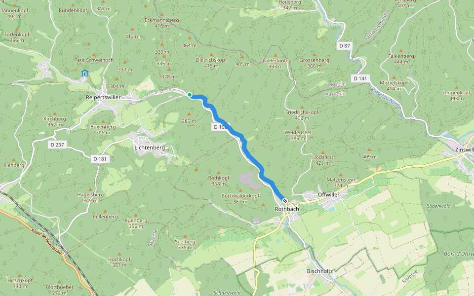 Rectangle rouge barré de blanc walking route map in Lichtenberg