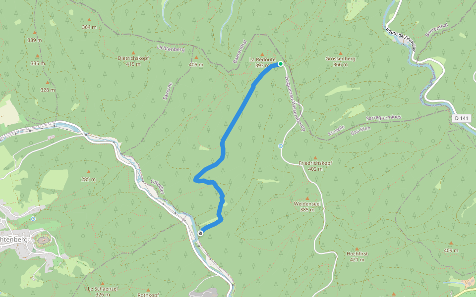 Croix jaune walking route map in Offwiller