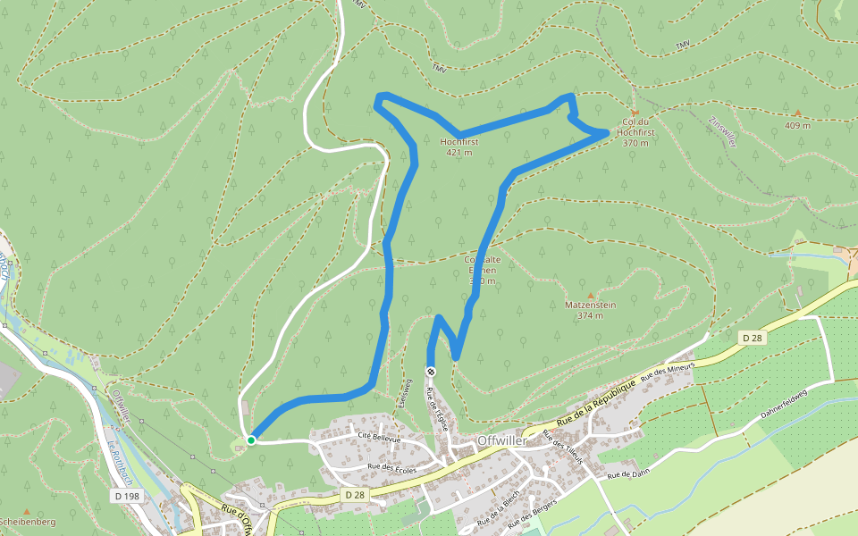 Point rouge walking route map in Offwiller