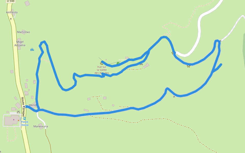 Parcours découverte Pierre Oteiza walking route map in Aldudes