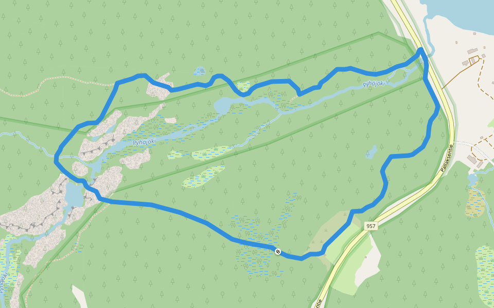 Pyhäjoen luontopolku walking route map in Muonio