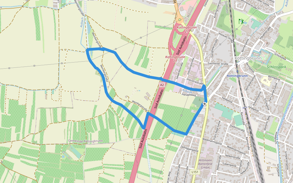 tut gut Route 3 walking route map in Kottingbrunn