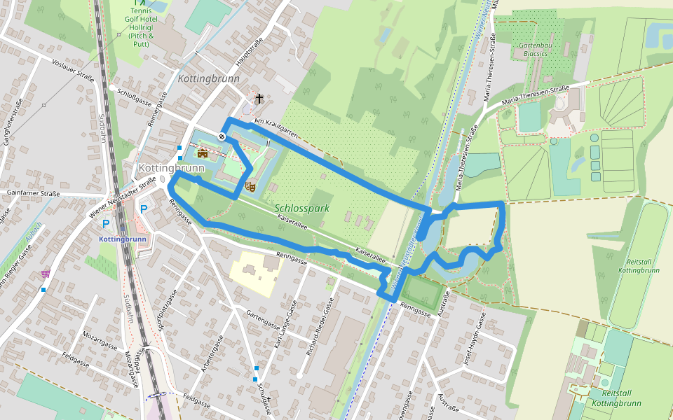 tut gut Route 1 walking route map in Kottingbrunn