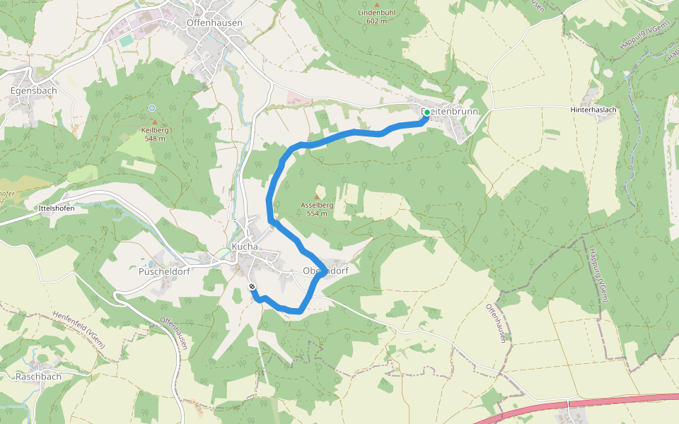 Landkreislauf Nürnberger Land 2011 Etappe 4 walking route map in Offenhausen