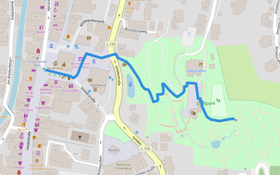 Schramberg Rathaus - Schramberg Park der Zeiten walking route map in Schramberg