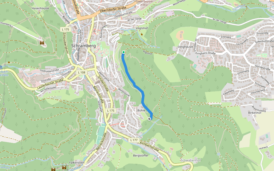 Charlottenhöhe - Bühle Dreiburgenblick walking route map in Schramberg