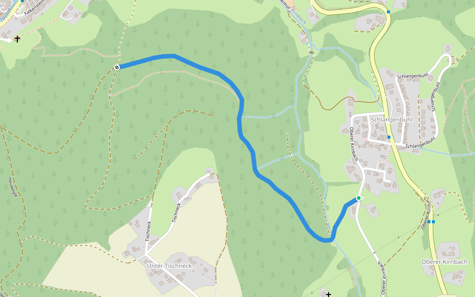 Schlangenbühl Oberer Kirnbach - Tischnecker Berg walking route map in Schramberg