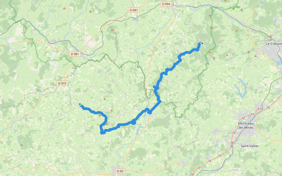 D'Issy-L'Eveque à Signal d'Uchon walking route map in Issy-l'Évêque