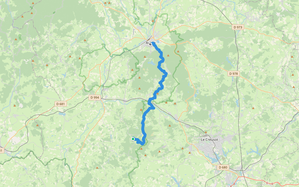 De Signal d'Uchon à Autun walking route map in Uchon