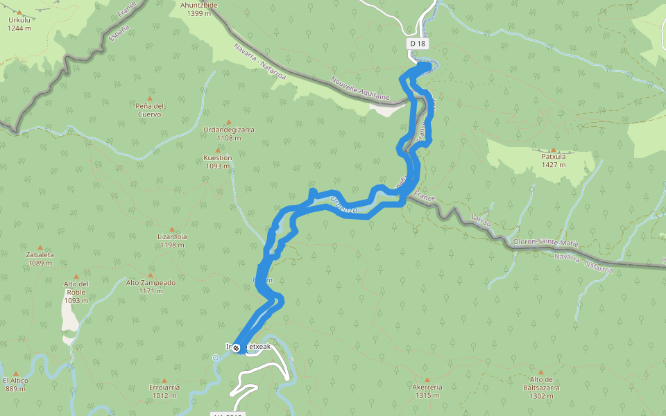 Errekaidorra walking route map in Ochagavía