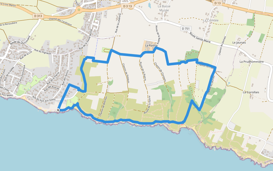 Circuit Pasquin walking route map in Préfailles
