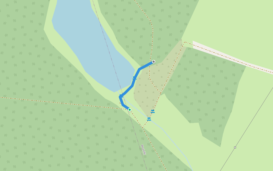 Obejście obszaru zalanego przez bobry walking route map in Woźniki