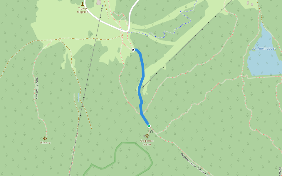 Пампорово - Орфееви скали walking route map in Pamporovo