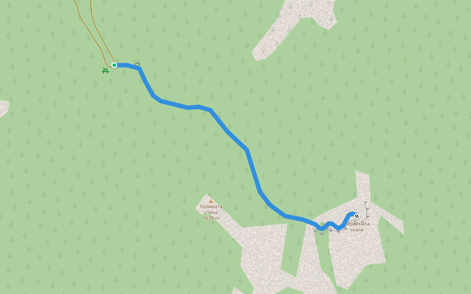Червената скала walking route map in Smolyan
