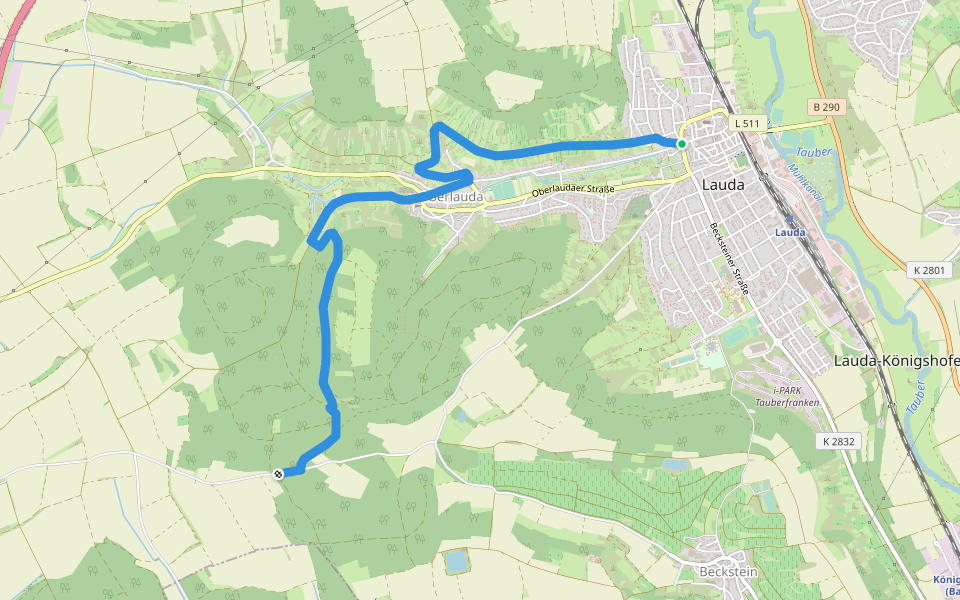 Tauberschwarzweg Beckstein walking route map in Lauda-Königshofen