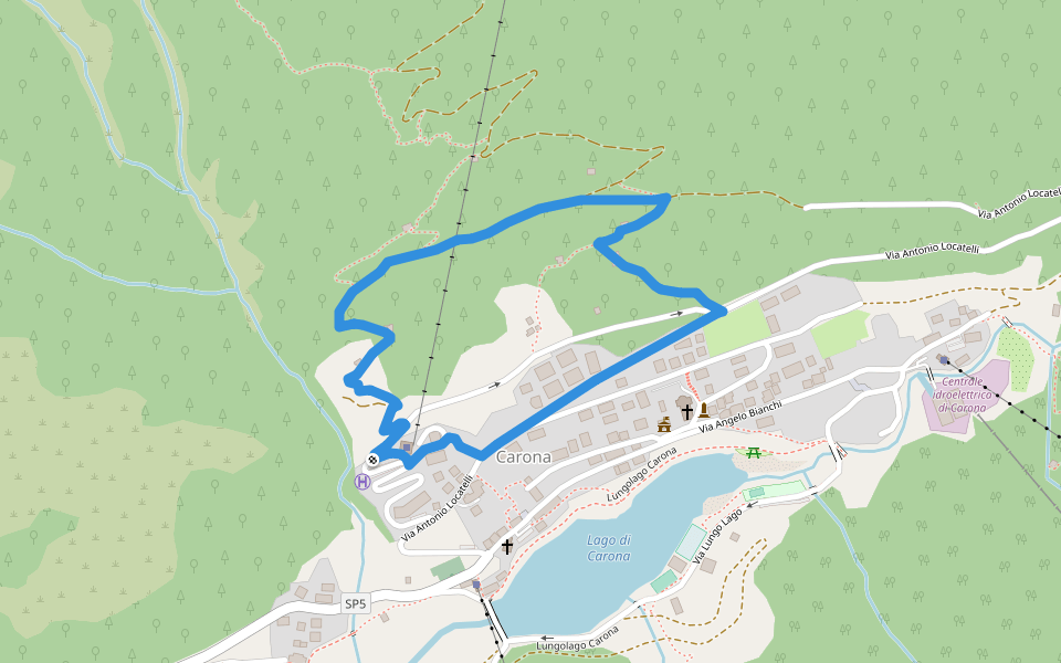 A spasso nel tempo walking route map in Carona