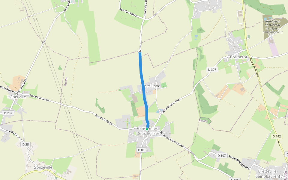 23 walking route map in Canville-les-Deux-Églises