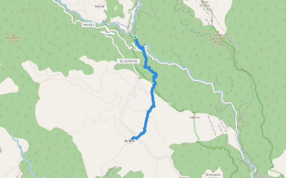 GR 268 Etapa 1: San Úrbez - Buerba walking route map in Fanlo