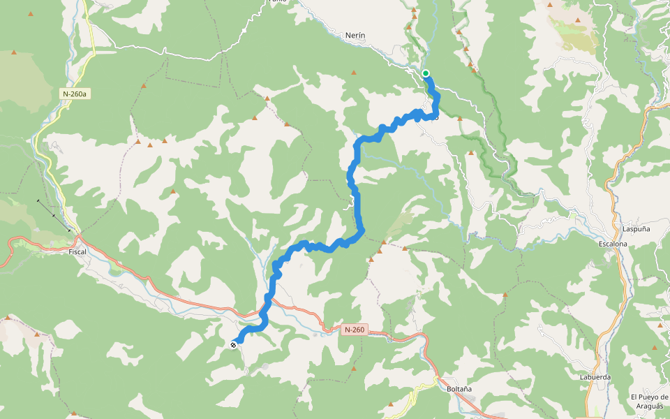 GR 268.1: San Úrbez - Albella por variante walking route map in Fanlo