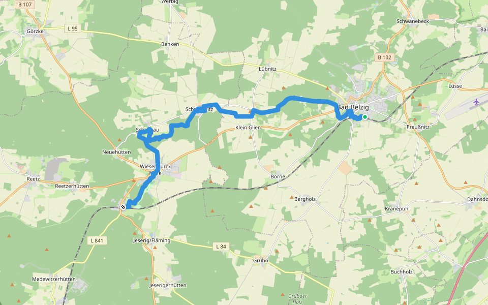 Kunstwanderweg Nordroute walking route map in Bad Belzig