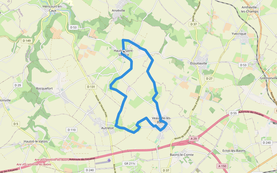 La plaine de Sonimare walking route map in Hautot-Saint-Sulpice