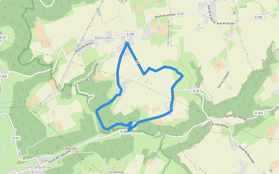 La cavée aux coqs walking route map in Saint-Martin-de-l'If