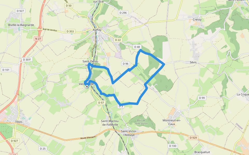 L'Arbalète et le Bosmelet walking route map in Vassonville